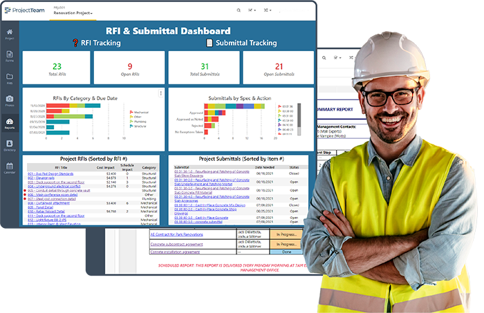 Construction user with dashboards